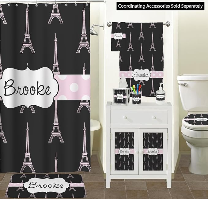 Personalized Black Eiffel Tower Waste Basket - Double Sided (Black)
