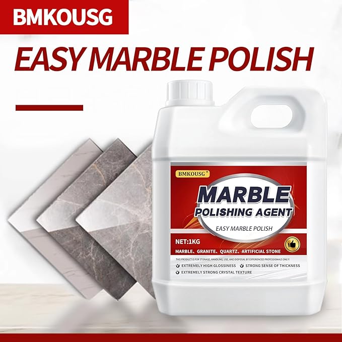 Professional Marble Polish Polishing Kit Marble &amp Granite Polishing Liquid – Restores Shine Safe for Quartz Travertine Tile – High-Gloss Finish Long-Lasting Protection (2.2LB)