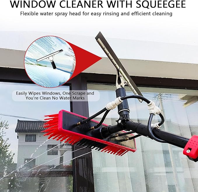 High-Altitude Window Cleaning Brush Solar Panel Cleaning Brush Telescopic Window Cleaning Pole Water Fed Brush Window Cleaner Tool7.2m/23.6ft