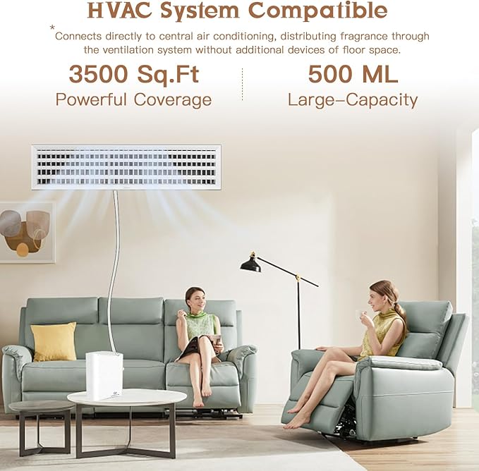 Waterless Essential Oil Diffuser HVAC Scent Machine - Smart APP &amp WiFi Control 3500 sq. ft Coverage Cold Air Aroma Minimalist Aromatherapy Diffusers 500ML for Home Hotel Office Large Room