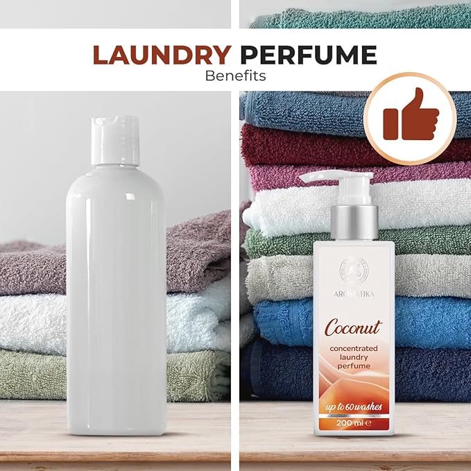 Concentrated Laundry Perfume Coconut 200ml - Liquid Perfume Laundry - Linen Freshener - Laundry Scent Booster - Washing Fragrance - Exotic and Long Lasting Scent - Cotton Perfume