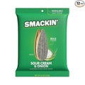 SMACKIN' - Jumbo Roasted Sunflower Seeds No Salty Burn American Made Easy Pour &amp Seal - Sour Cream &amp Onion 4oz bag (12 Bags)