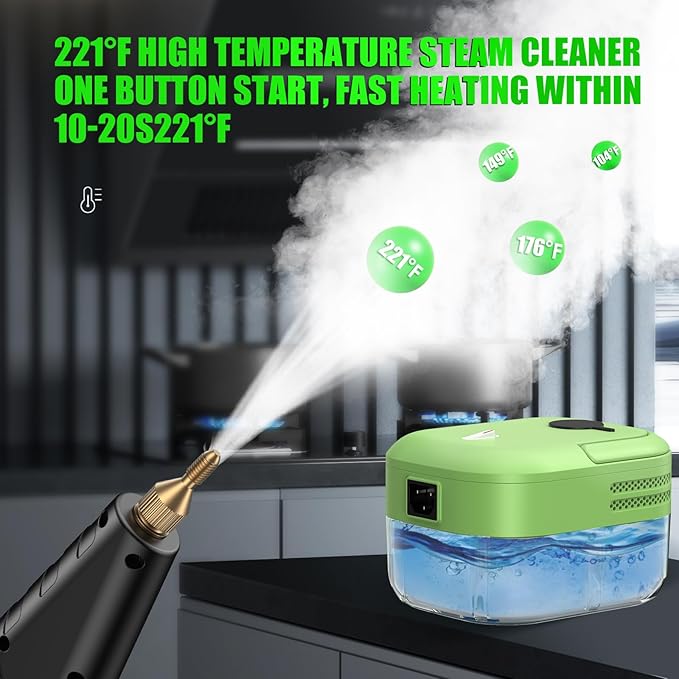 2200W Steam Cleaner Handheld Steam Cleaner whit 1.2L Water Tank for Home Use Fast Heat-Up in 10-15s Portable High Steam Cleaners Machine for Cleaning Kitchen Bathroom Grout Car