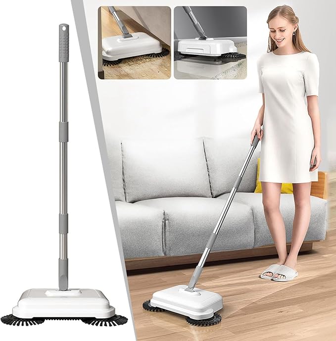 Multi Purpose Hand Push Sweeper Manual Floor Cleaner Sweeping Mopping Machine for Home Kitchen Cordless Hardwood Floor Mop with Foldable Design and Microfiber Mop
