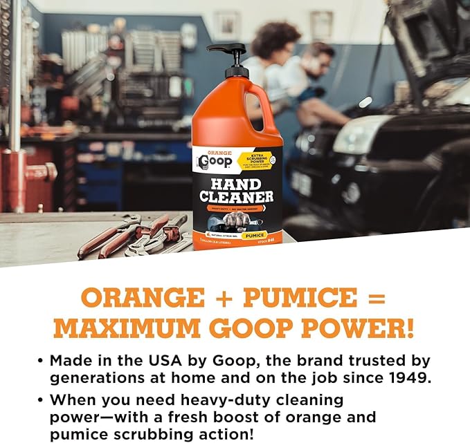 GOOP Orange Liquid with Pumice Multi-Purpose Waterless Hand Cleaner - 1 Gallon Pump Bottle - 4 Pack
