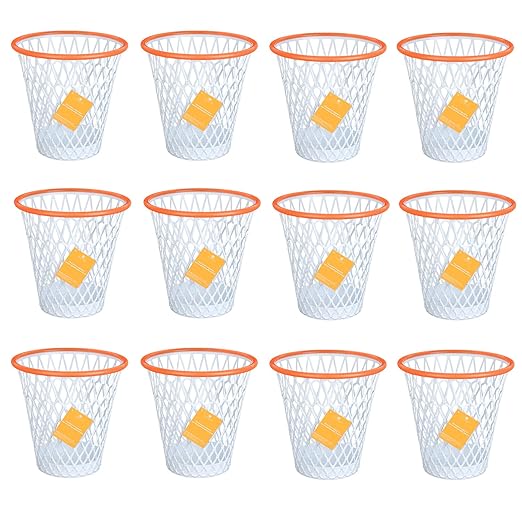 12PCS Basketball Wastebaskets Basketball Trash Can for Basketball Party4.5 Gallon Basketball Garbage Can with Removable Hoop Basketball-themed gift NBA fans Gift Durable Sports DecorGarbage Bin