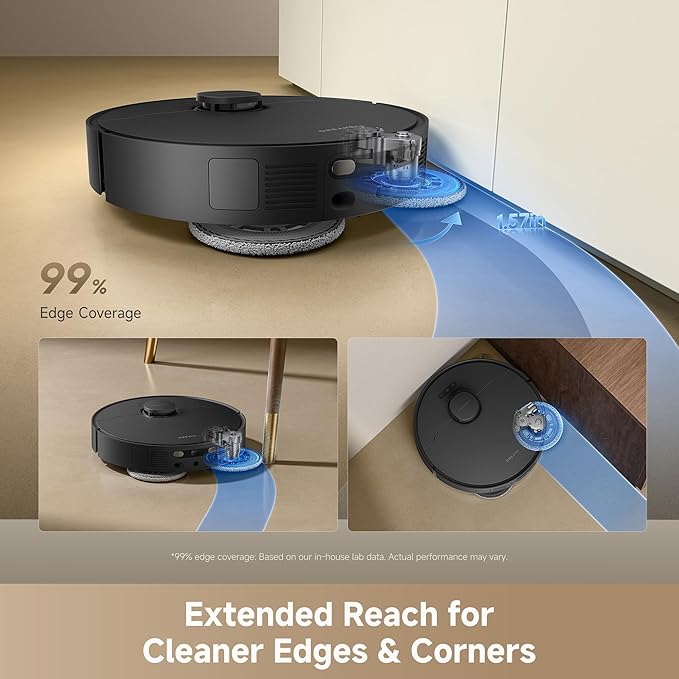 DREAME D30 Ultra Robot Vacuum and Mop 25000Pa Powerful Suction All-in-One Base Station with 100 Days Auto-Empty MopExtend Tech for Edge Cleaning Smart Obstacle Avoidance Black