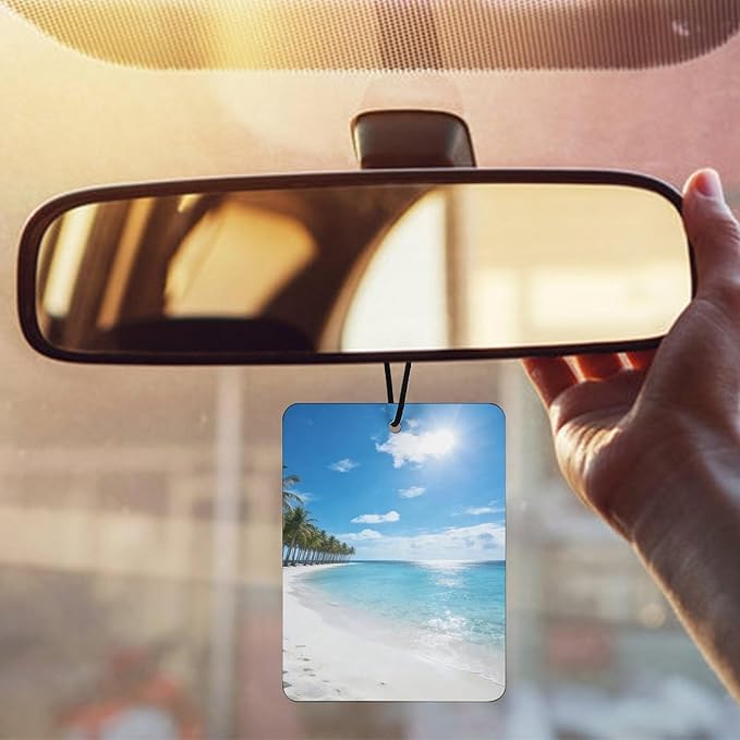 5PCS Car Air Freshener Hanging Personalized Double Sided White Sand Beach Car Fresheners Long Lasting New Cars Scents Cute Automotive Freshies for Closets Drawers (tea)
