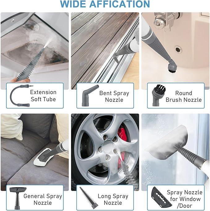 Handheld Steamer 3bar Portable Steam Cleaners with 11 pcs Accessories 1050W Multi-Purpose Steam Cleaning