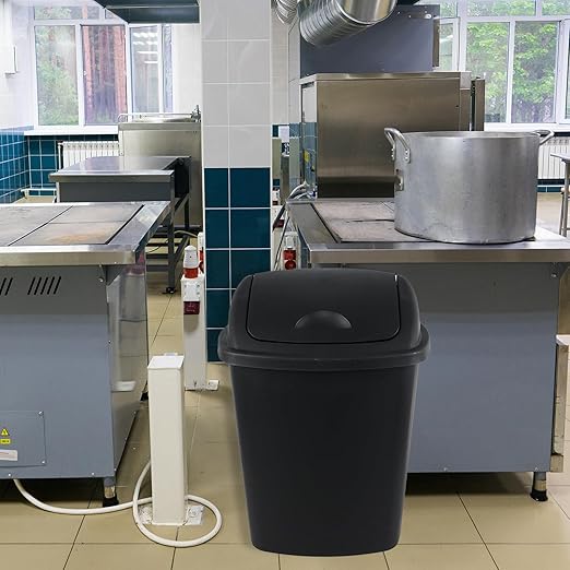 Yuright 40 L / 10 Gallon Swing Lid Trash Bins 4 Pack Large Plastic Garbage Cans Black