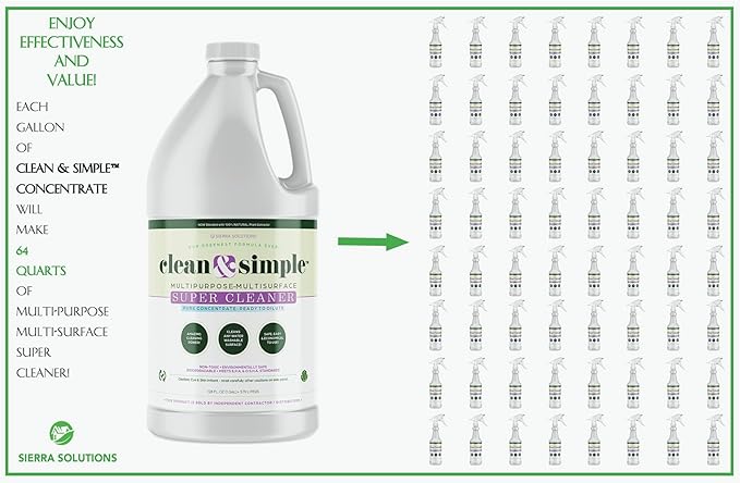 clean &amp simple™ SUPER CLEANER - Concentrated All-Purpose Multi-Surface Cleaner Non-Toxic Biodegradable