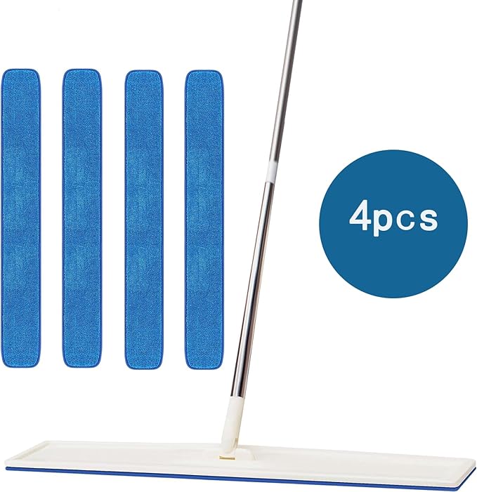 4Pcs Large 48 Inch Commercial Microfiber Mop Pad – Heavy Duty Flat Wet/Dry Replacement for 48″ Mop Frame – Washable &amp Reusable Industrial Warehouse Gym Floor