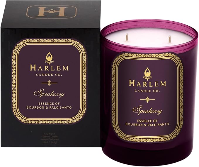 HARLEM CANDLE CO. Speakeasy - Luxury Scented Soy Candle 11 oz - 80-Hour Burn Time | Palo Santo Cardamom Incense Bourbon Tobacco and Patchouli | Scented Candles for Home