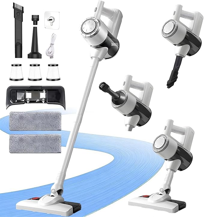 2026 Cordless Vacuum Cleaner with Mop Function|1.5L Dust Cup Washable HEPA Filter| Lightweight 4.27lbs Stick Vacuum for Hard Floors/Tiles + Blower Function Water Tank &amp Mop Pads