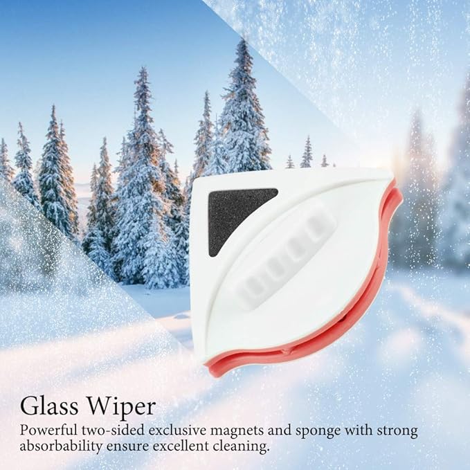 Double-Sided Magnetic Window Cleaner Glass Cleaning Glider Washing Wiper Cleaning Tool Brush for High-Rise And Car Window(15-24mm-Red)