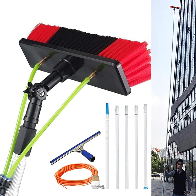 Glass Cleaning Brush Home Water Fed Telescopic Pole Kit Solar Panel Brush Rotating for Photovoltaic PanelWater Fed Telescopic Brush 39ft Window Cleaning Pole with Squeegee Solar Panel Cle