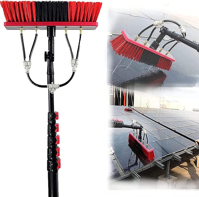 Window Cleaning Pole Outdoor Water Fed Telescopic Brush Water Fed Pole Kit with Hose Solar Panel Cleaning System Outdoor Washing Equipment Tool12FT/3.6M (18FT/5.4M)