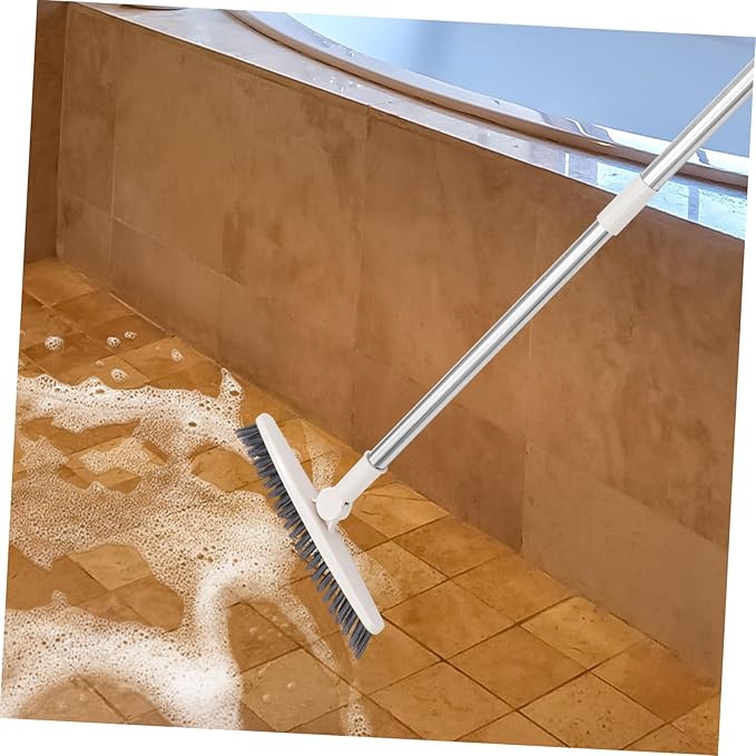 2pcs Rotatable Long Handle Floor Scrub Brush for Deep Cleaning Grout Window Tracks and Tight Spaces Hard Bristles for Bathroom and Kitchen Use