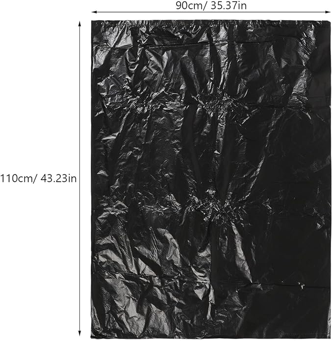 TEHAUX Black Garbage Bags 90x110cm 25pcs Thickened 2.5 Mil Plastic Trash Bags for Bathroom Kitchen Office Bedroom Waste Disposal