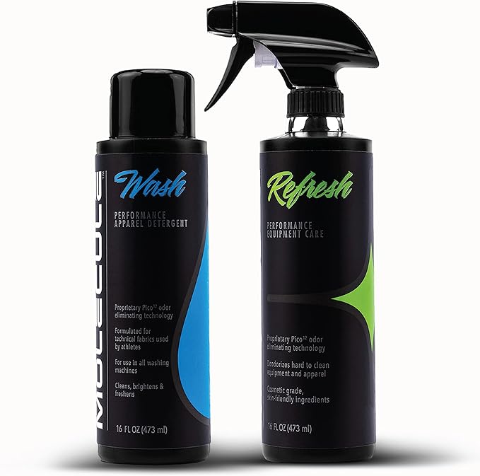 Molecule Athlete &amp Stain Remover Kit - Wash Refresh &amp Spot Cleaner 16Oz. Performance Apparel Care Race Suits Cleans &amp Deodorizes 16 Ounces