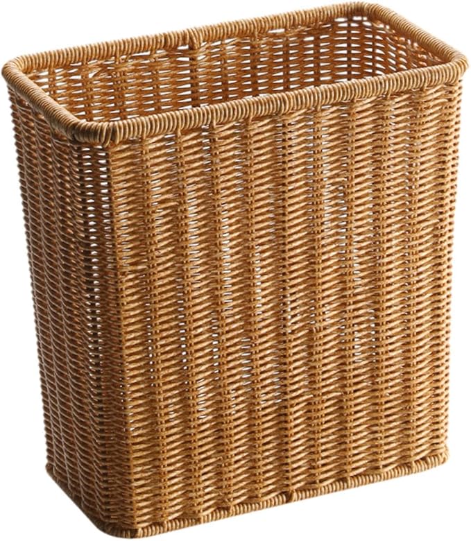 Yajuyi Trash Can Storage Basket Wastebasket Garbage Bin for Office Home Living Room Toilet Light Brown