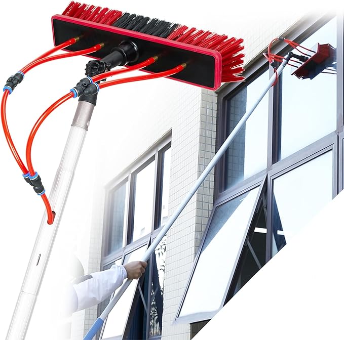 Water Fed Pole Brush Kit Telescopic High Reach Window Cleaning Tool Extension Solar Panel Cleaner for Household500cm