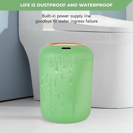 Pukomc Smart Sensor Wastebasket Convenient and Hygienic Easy to Use Technology Sensor Waterproof Wastebasket Plastic Trash can for Kitchen Bathroom Bedroom Living Room Office and Outdoor Green