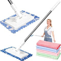 2026 New Lazy Mop Clip-on Reusable Mini Mop Comes with 4 Reusable Cloths Automatic Cloth Change  Suitable for Wet and Dry Use Zero-Touch Cloth Operation Suitable for Floors and Walls