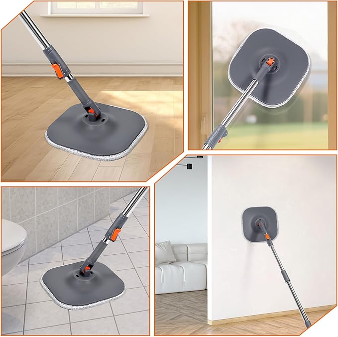 Chabatree Mop and Bucket SetSpin Mop and Bucket Set with Separate Dirty and Clean Water6 Replaceable Mop PadsDeep-Cleaning Mops for Floors Versatile Mops for Walls