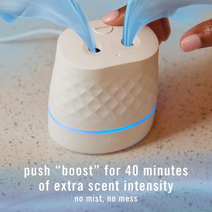 Febreze Plug Scent Booster Starter Kit Oil Diffuser Air Freshener Plug in Continuous Scent 2 Devices + 2 Baked Cinnamon Apple Refill