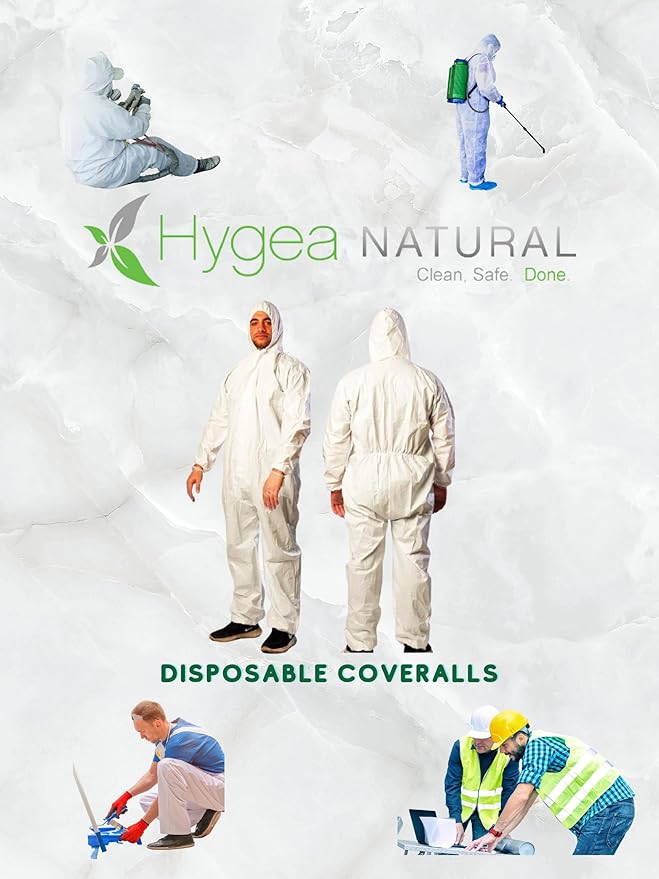 Hygea Natural Spotless Essentials 2-in-1 all purpose cleaner and Mite Spray (Lavender Breeze scent) 24oz + Disposable Coveralls to protect clothing (2X-Large) Bundle