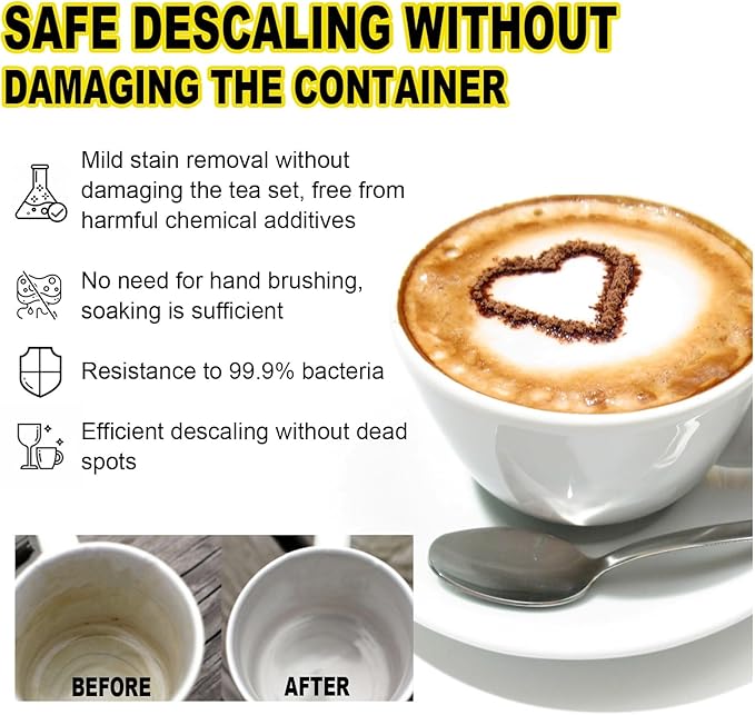 Coffee Stain Cleaning Tablets - Effortless Cup Cleaning Remove Stains &amp Odors Without Scrubbing(2PCS)