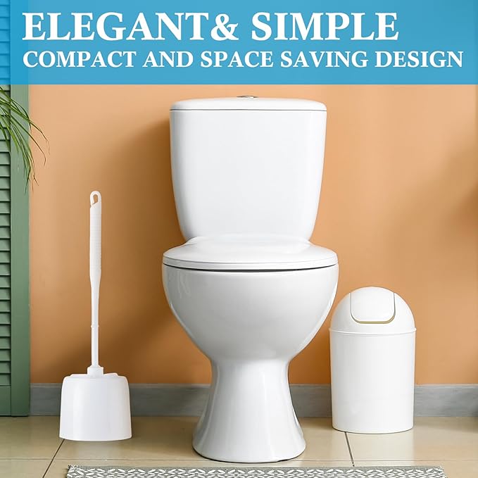 Roshtia 24 Sets Toilet Brush and Holder Set for Bathroom Toilet Bowl Brush Scrubber with Caddy for Deep Cleaning 14.57 Height (White)