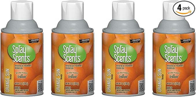 Champion Sprayon SprayScents Metered Air Freshener Refill 7 oz Odor Control Fragrance Orange Sun (4 Pack)