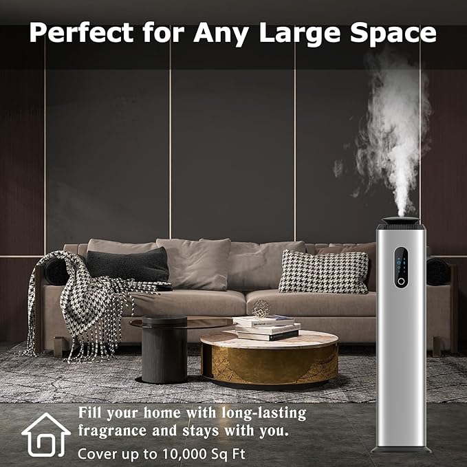 1000ML- Tower Hotel Scent Diffuser with WiFi App Control for Whole House - Commercial Diffuser Machine Cover 10000 Sq Ft - Scent Air Machine &amp Waterless Essential Oil Diffuser for Large Room - Sil