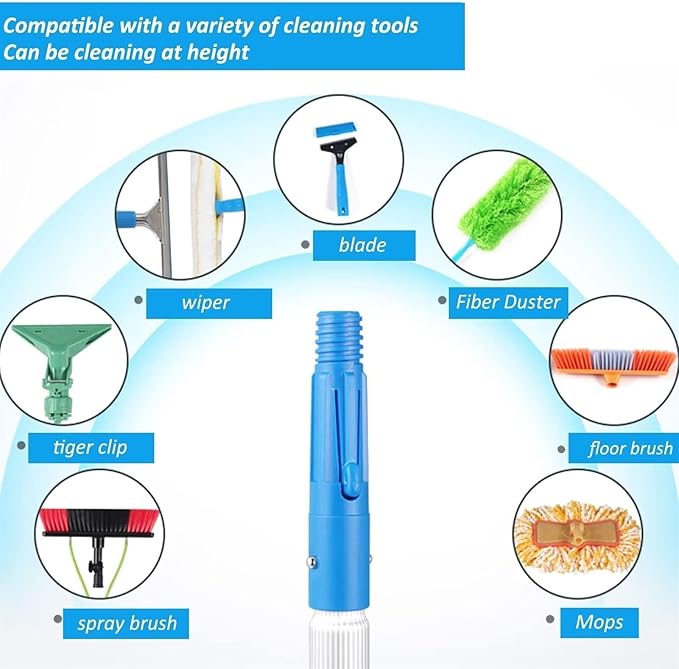 Water Fed Telescopic Brush Glass Cleaning Brush Photovoltaic Panel Cleaning Tool Solar Panel Water Spray Cleaning Brush Extension Pole (Color : 5m/16ft Rod Size : 50Cm Brush Head)