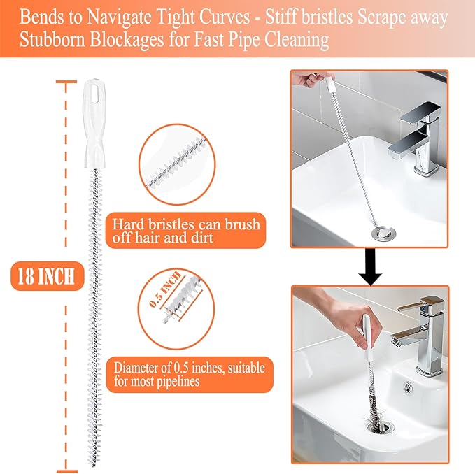 Drain Snake Auger（33 Feet） Plumbing Snake Drain Hair Clog Removal Tool Heavy Duty Snake Auger Sink Unclogger Drain Cleaner Tool for Bathroom Kitchen Tub Shower Drain Clog Remover with Gloves