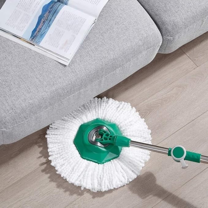 360° Rotating Microfiber Mop Floor Cleaning System with Stainless Steel Rod Washable Pads &amp Durable Bucket for Hardwood Laminate Tile
