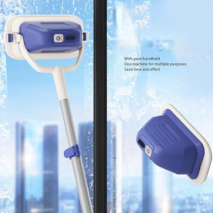 Hilitand Electric Window Cleaner Cordless Rechargeable with 11500 RPM Motor Telescopic Pole Removable Head Wiper for Glass Tile Marble Car