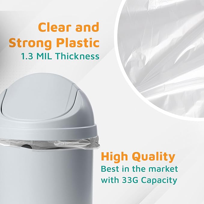 PlasticMill Drawstring Trash Bags - Clear Garbage Bags - Plastic Trash Bags - Tall Trash Bags Trash Can Liners - 33-Gallon Large Kitchen Trash Bags 0.9 Mil 33x39 (100-Count)