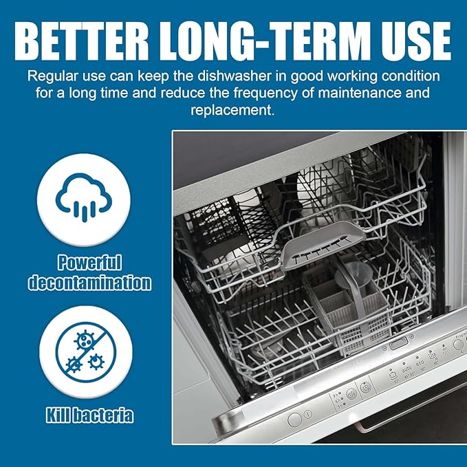 Dishwasher Cleaner Tablets - 1 Pack Removes Grease Stains &amp Odors Kitchenware 专用Easy To Use Restores Freshness(2PCS)