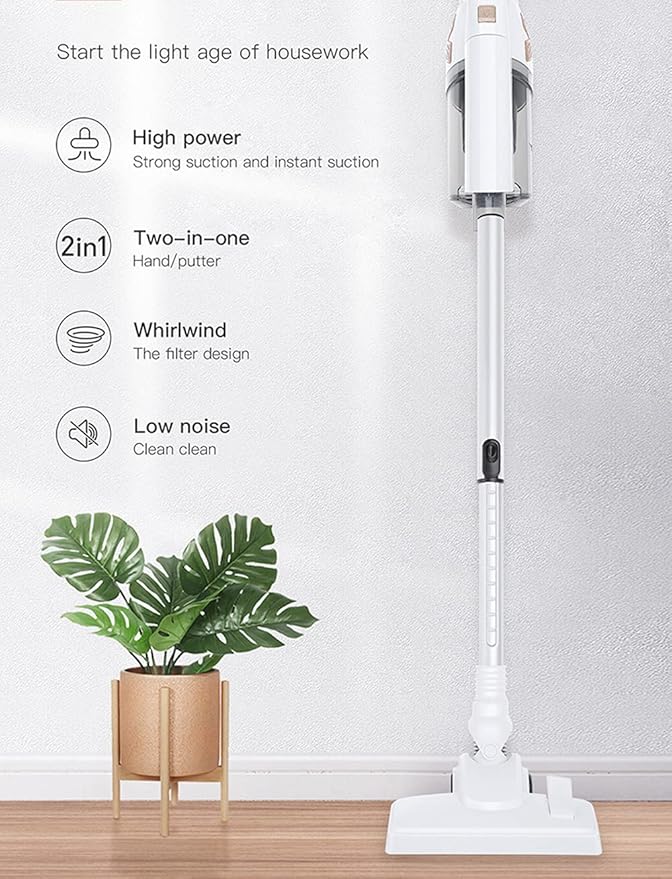 Corded Stick Vacuum Cleaner 14000 pa Powerful Suction Handheld Corded Upright Vacuum Cleaner with HEPA Filter Quiet Stick Vacuum Light Weight for Pet Hair Hardwood Floors Carpet White