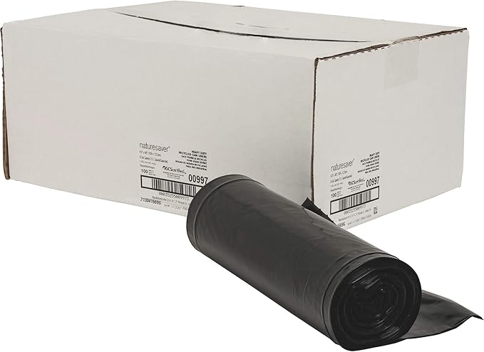 Black Low-Density Recycled Can Liners Trash Bag Extra Large