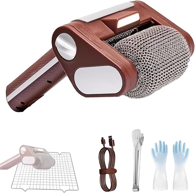 Electric Grill Cleaner Cordless Rechargeable Hair-Free Rotating Design 350 RPM High-Speed Cleaning Outdoor Camping Cleaning Tool
