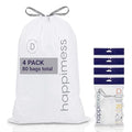happimess 8 Gallon (30L) Drawstring Trash Bags Slim Unscented White Heavy Duty LDPE Liners for Kitchen and Household Custom Fit 80 Count (4 Packs of 20 Liners) HPM3000D-W-4SET