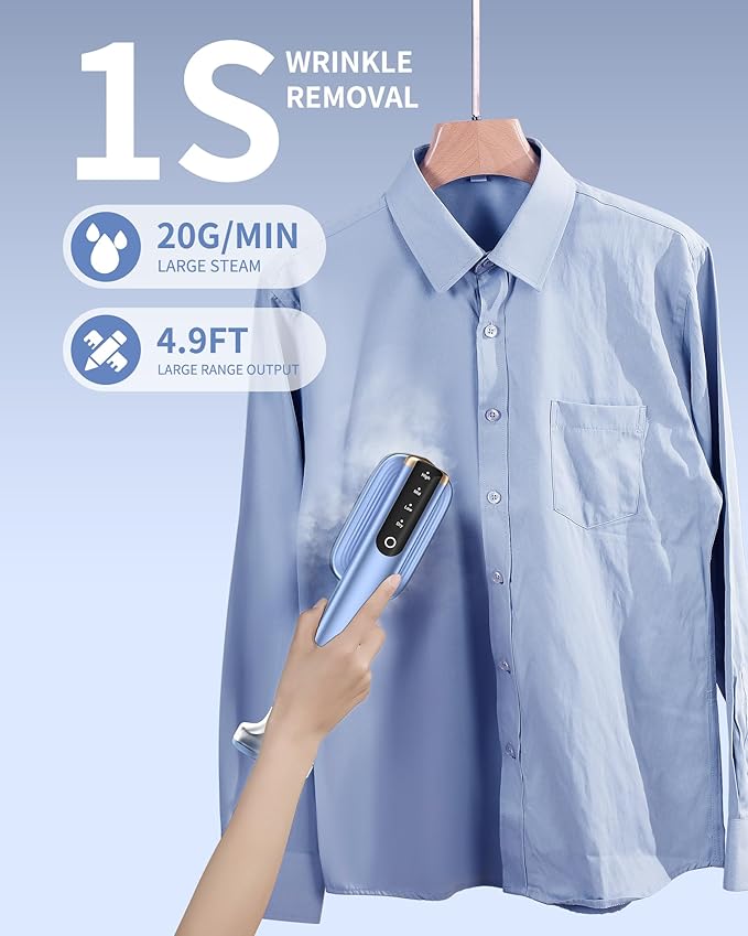 MIYOKO 2-In-1 Steamer &amp Iron for Clothes 15s Fast Heat-up 1200W Portable Handheld Garment Steamer Travel Size with Large Ceramic Heat Panel 25 G/MIN Powerful Steam Quick Wrinkle Removal 110V-1