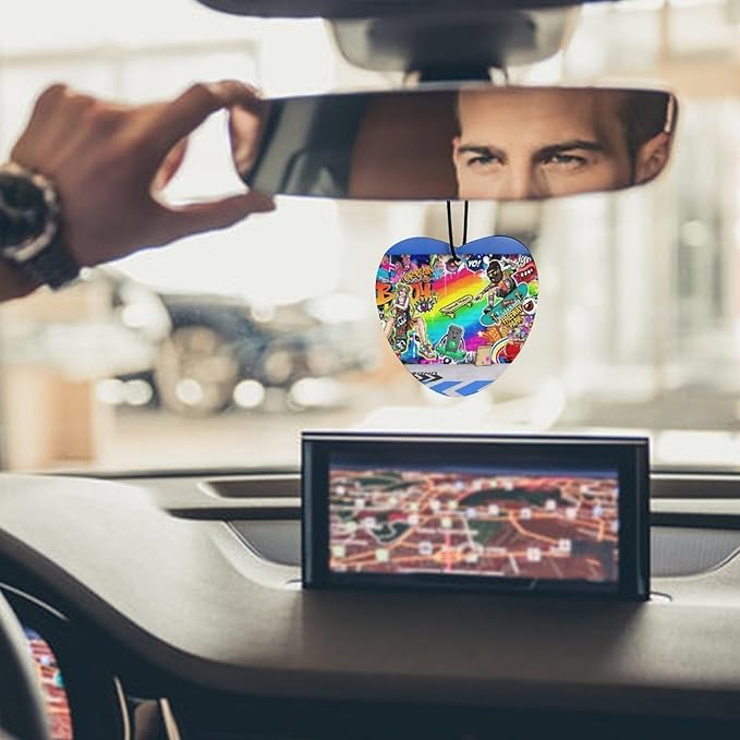 5PCS Car Air Freshener Hanging Personalized Double Sided Urban Graffiti Car Fresheners Long Lasting New Cars Scents Cute Automotive Freshies for Closets Drawers (tea)