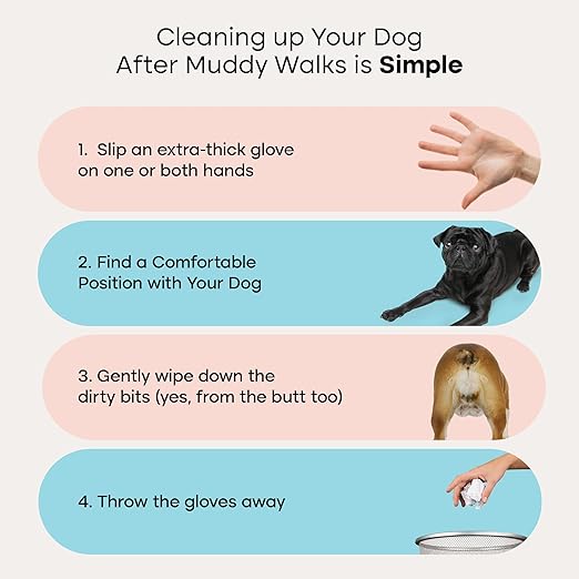 Uproot Cleaner Pro Pet Hair Remover + Clean Glove Wipes Pro (6 Pack) Set: The Ultimate Pet Hair Removal Tool for Non-Knit Surfaces &amp Extra-Thick Dog &amp Cat Wipes for Paws Eyes Ears Butt &amp