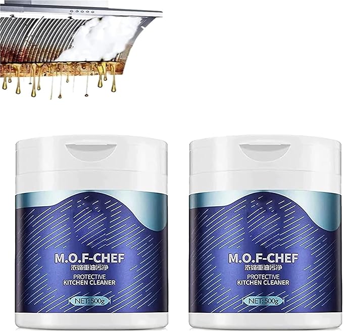 All Purpose Kitchen Cleaning Powder M.O.F-Chef Kitchen Protective Cleaner Heavy Duty Degreasing Bubble Powder Foam Cleaner Rust Remover(2PCS)