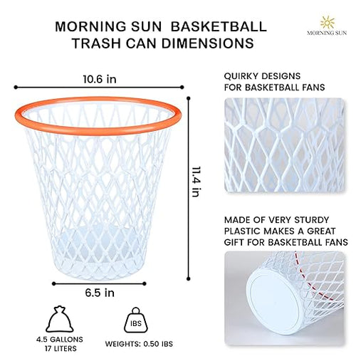12PCS Basketball Wastebaskets Basketball Trash Can for Basketball Party4.5 Gallon Basketball Garbage Can with Removable Hoop Basketball-themed gift NBA fans Gift Durable Sports DecorGarbage Bin